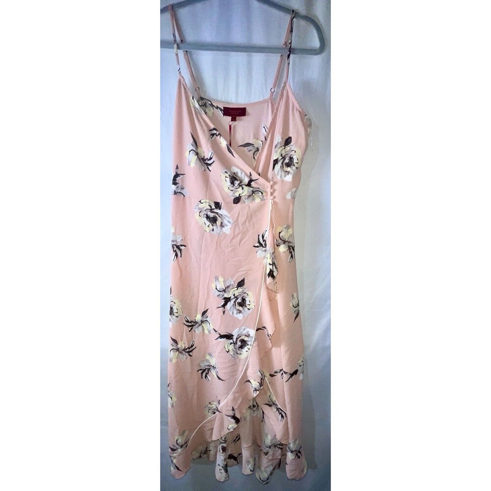 J Lo Button Wrap Dress Pink Floral Women’s Size M